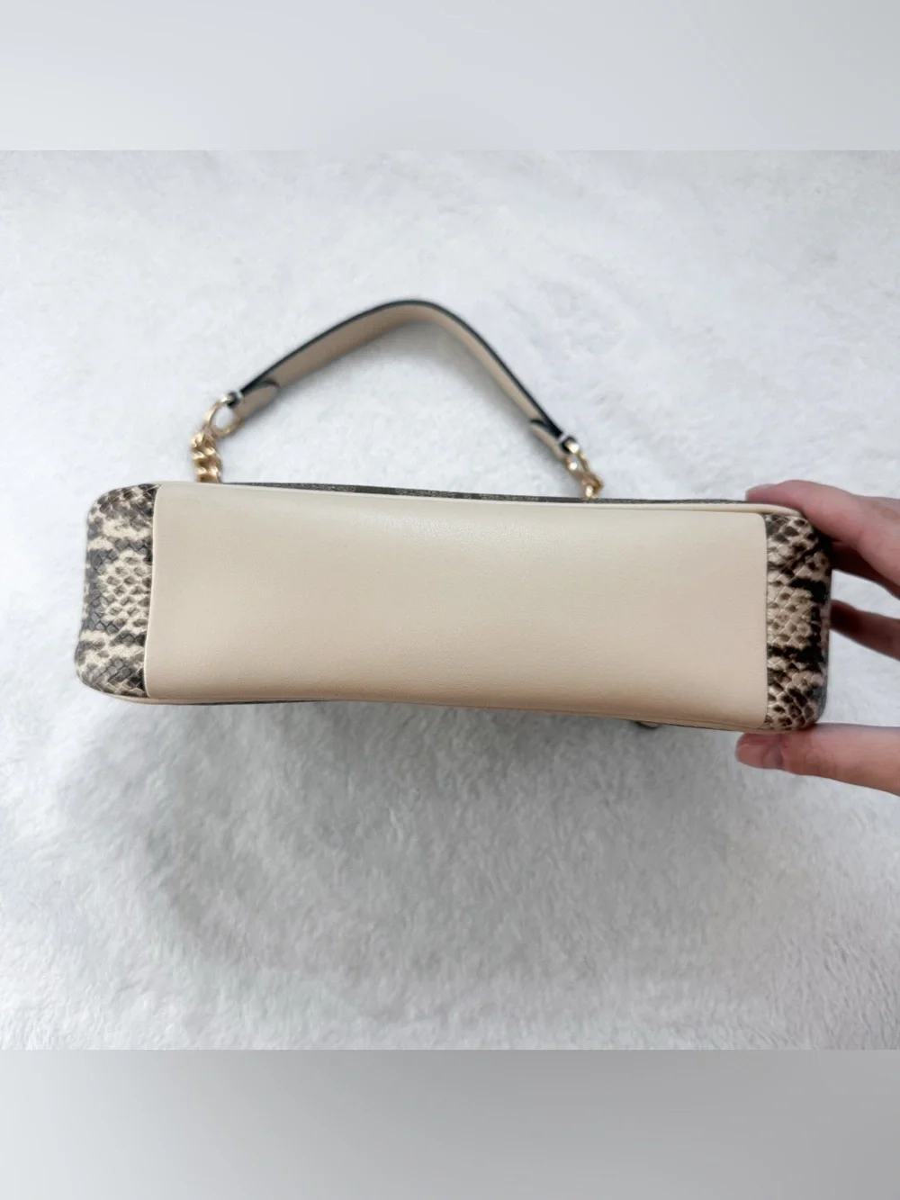 Coach Teri Shoulder Bag CC323 in Signature Canvas/Embossed Snakeskin EUC